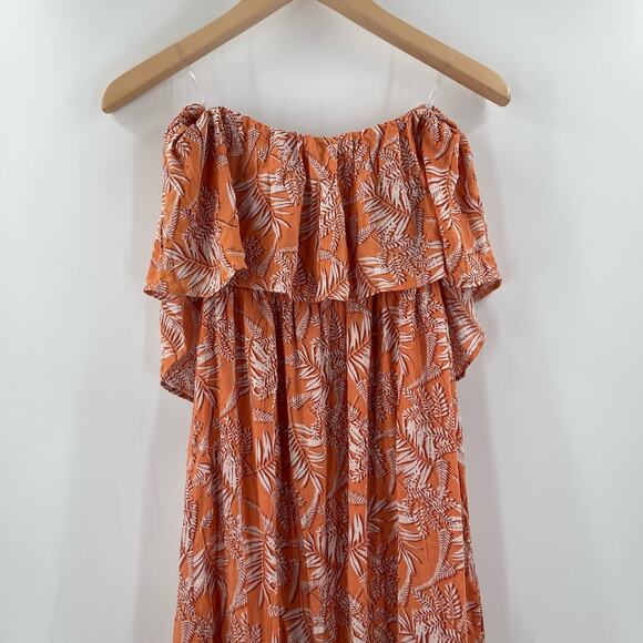 LUSH Dress Strapless Size Medium Maxi Ruffle Tiered Boutique Tropical Beach NWT - Picture 9 of 14